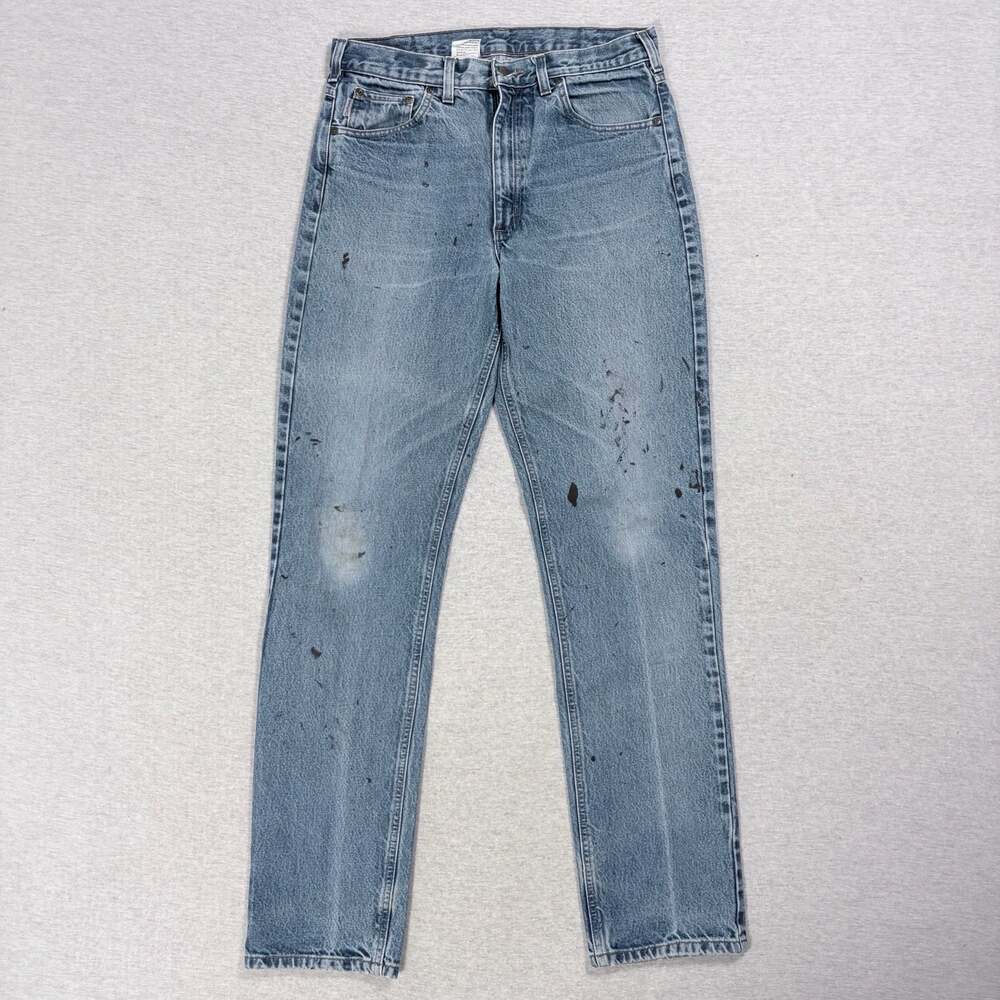 Carhartt B18 DST Traditional Fit Light Wash Denim Jeans 34 x 36 Paint Splatter